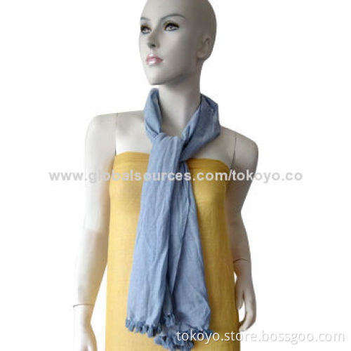 Cotton scarf with yarn dye and marl effect, made of cotton/modal, size of 180*70cm+knotted tassels